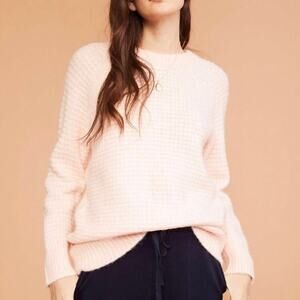 Lou & Grey Sweater Waffle Knit Alpaca Blend Pink Pullover Size XS